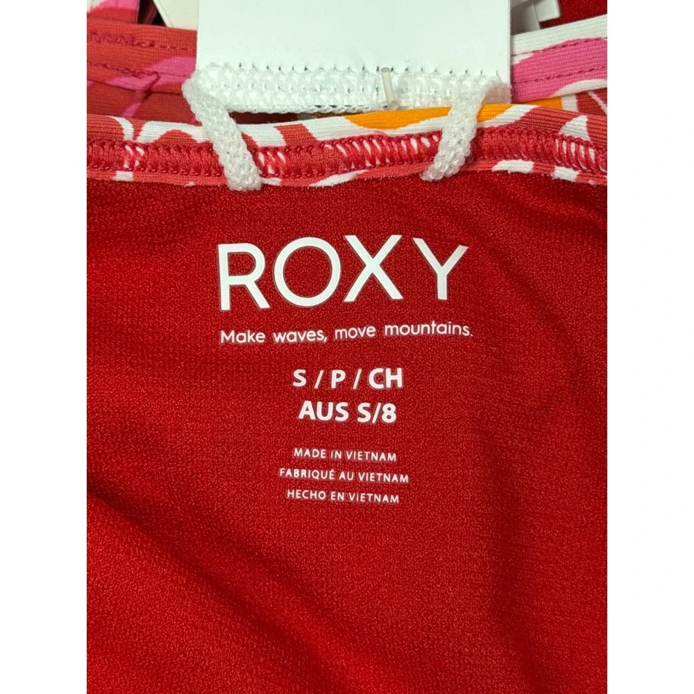 Roxy NWT Sea Spray One Piece Swimsuit Hibiscus Pink Orange Tropical Floral Small